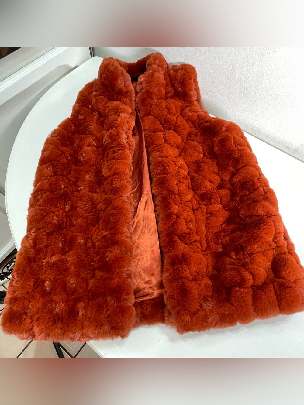 Rachel Zoe Vest Women Lg Faux Fur Sleeveless Lined Pockets Boho Chic Fall Color